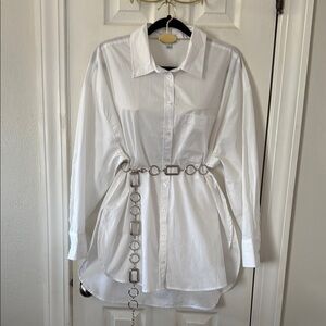 Ophelia Roe Elegant White Shirt Dress #154